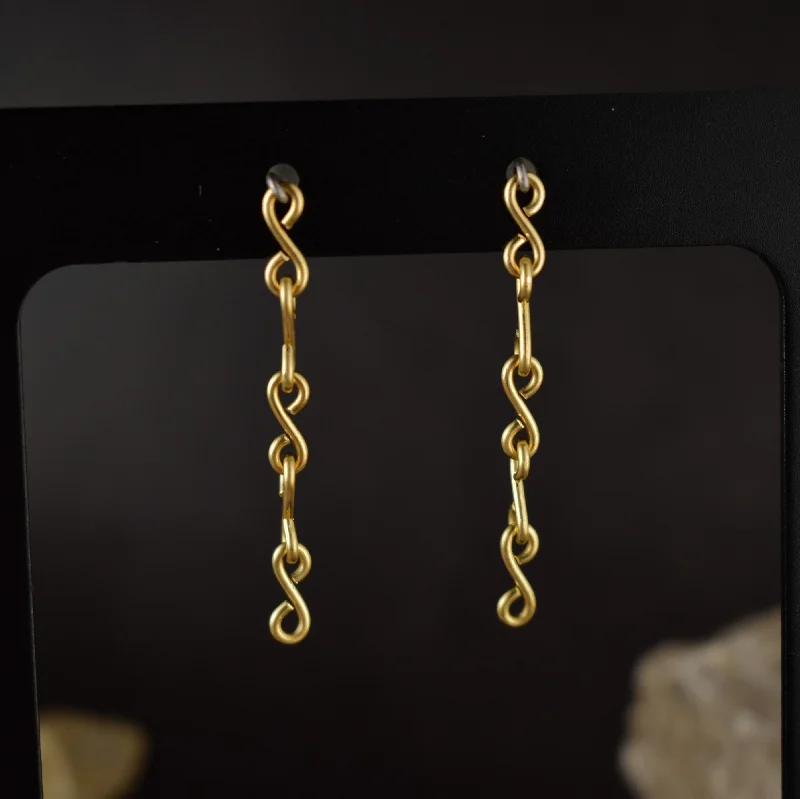 Heavy Duty Stud Earrings for Durability -Brass Chain Stud Earrings | Limited Edition