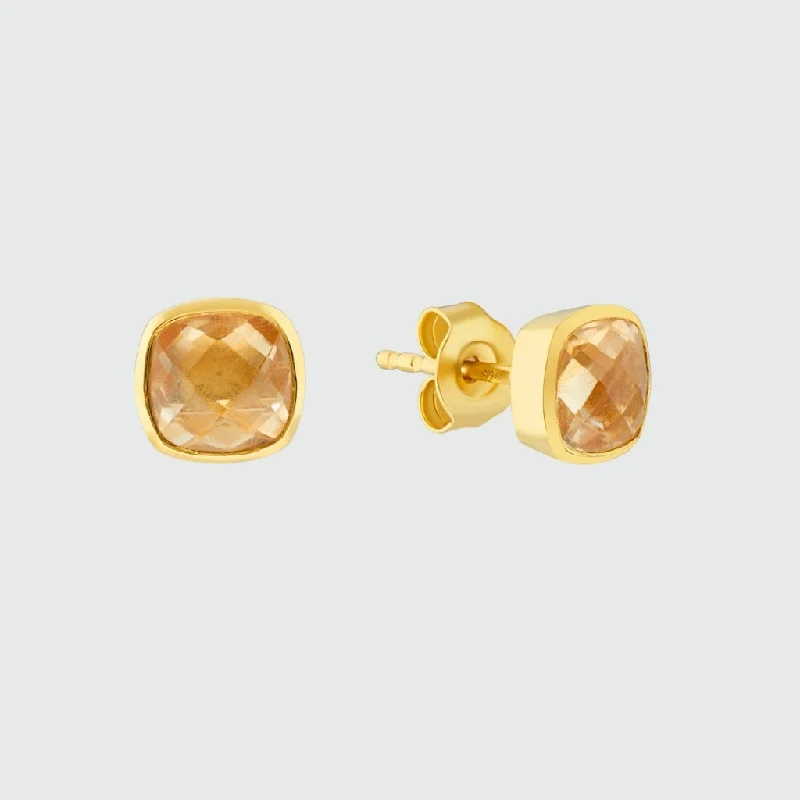 Tarnish Resistant Stud Earrings for Longevity -Brooklyn Citrine & Gold Vermeil Stud Earrings