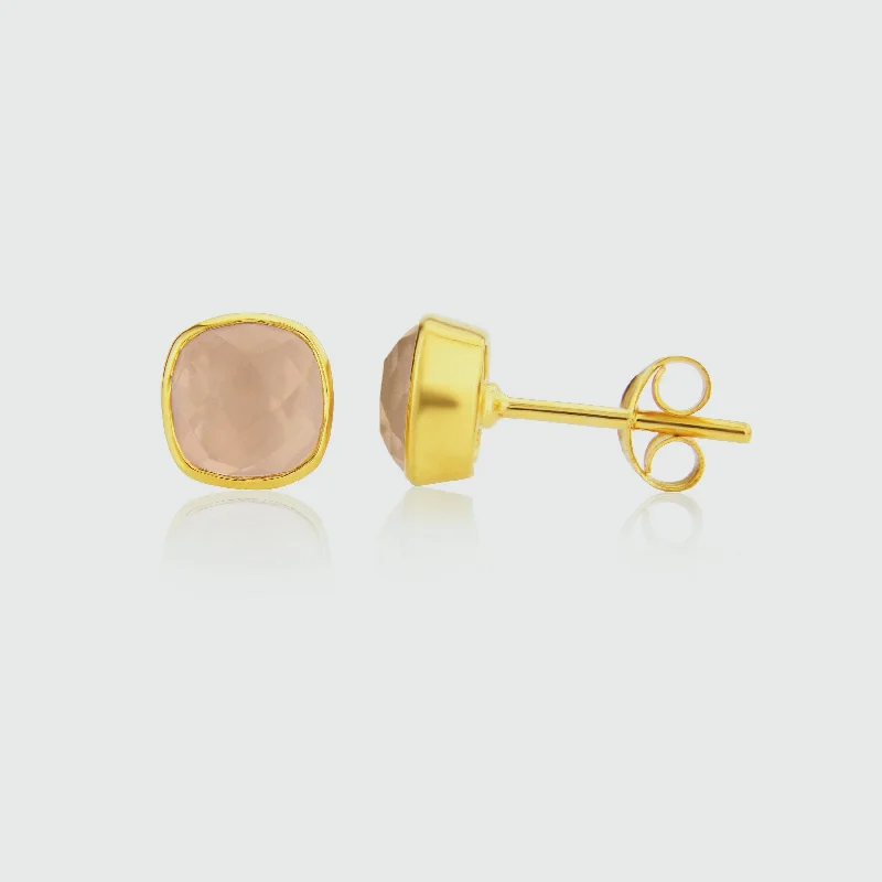 Stud Earrings for Everyday Glamour -Brooklyn Rose Quartz & Gold Vermeil Stud Earrings