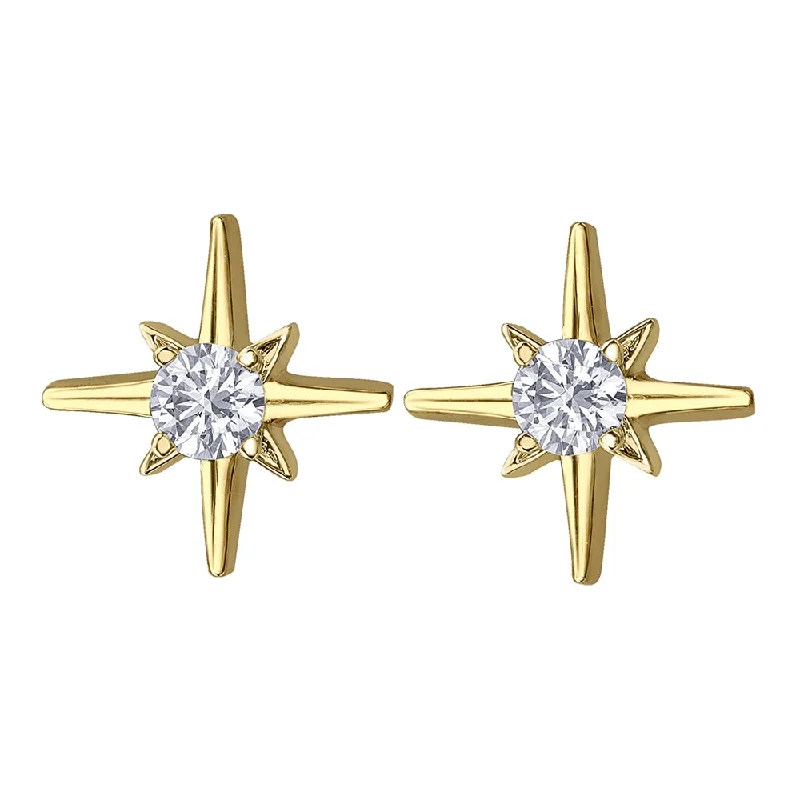 Double Stud Earrings for Impact -Canadian Diamond Starburst Stud Earrings