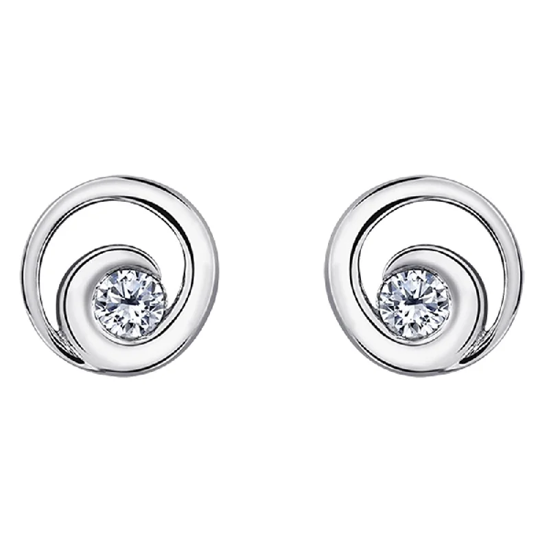 Pearl Stud Earrings for Elegance -Canadian Diamond Swirl Stud Earrings