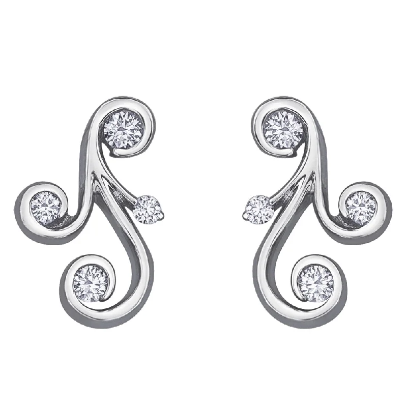 Stud Earrings with Vine Designs -Canadian Diamond Swirl Stud Earrings