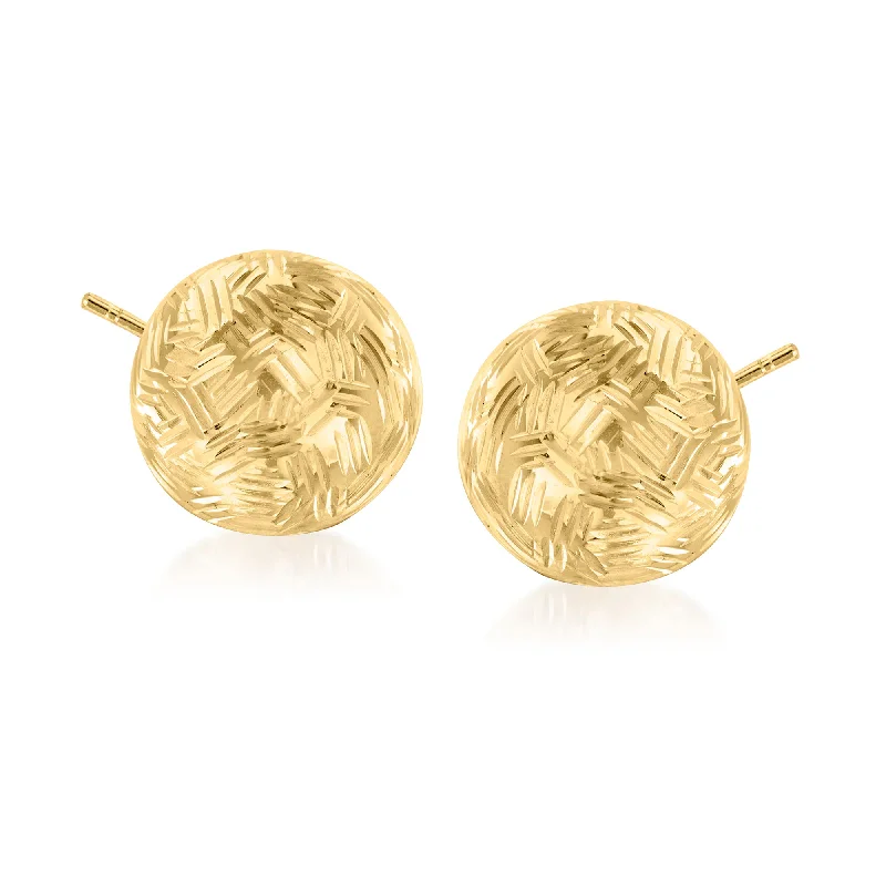 Retro Stud Earrings for Nostalgia -Canaria Italian 10kt Yellow Gold Diamond-Cut Dome Stud Earrings