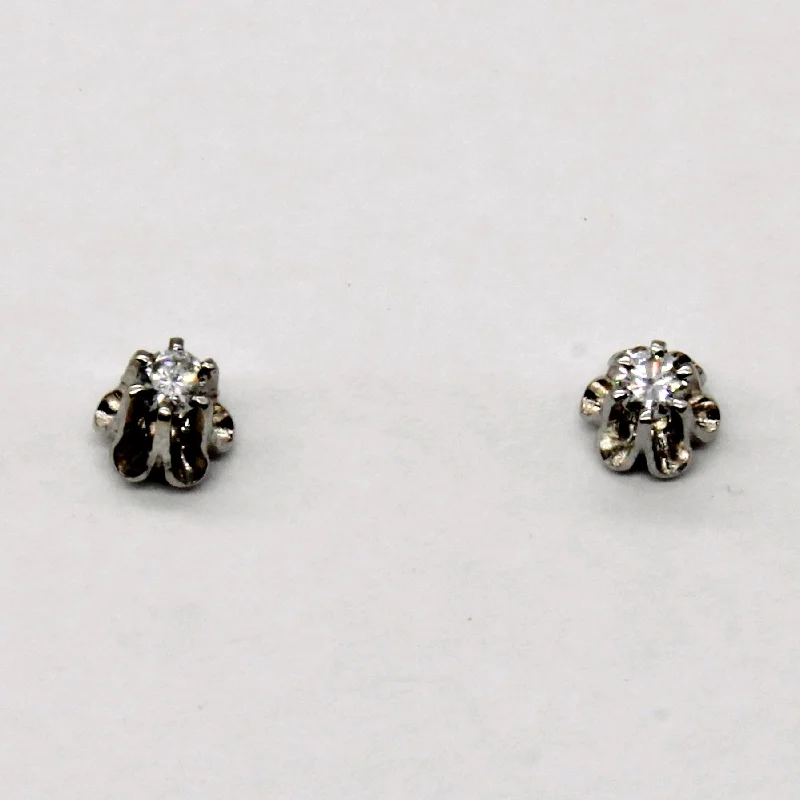 Crystal Stud Earrings for Sparkle -Cathedral Set Diamond Stud Earrings | 0.10ctw |