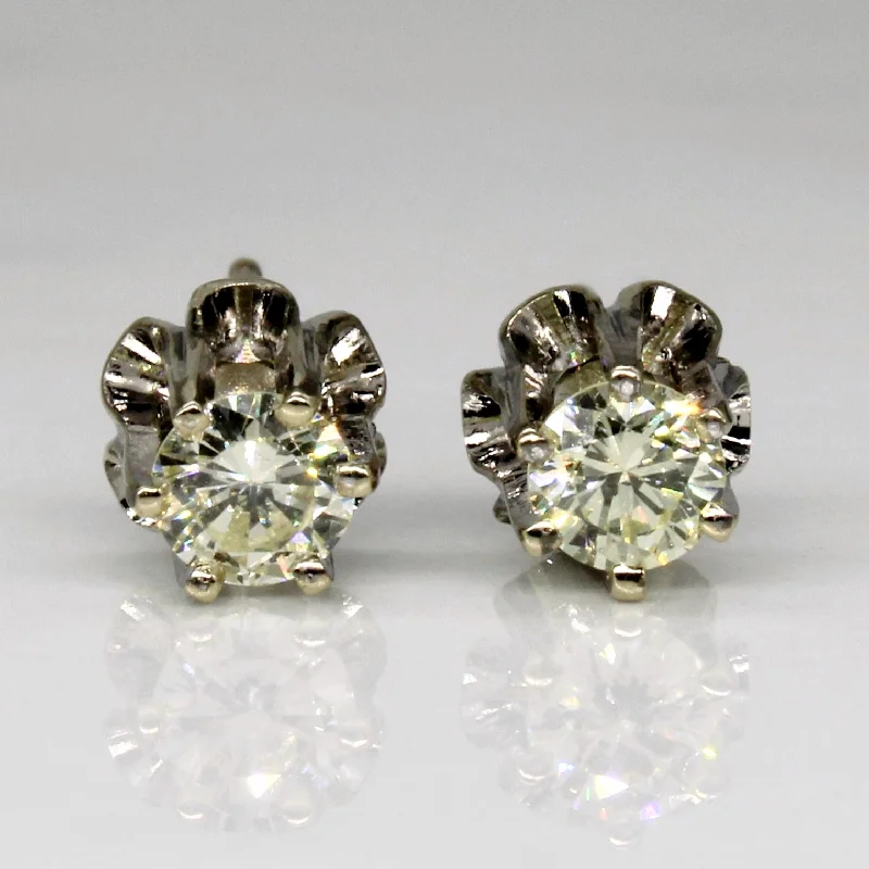 Multi Stud Earrings with Chains -Cathedral Set Diamond 10k Stud Earrings | 0.48ctw |