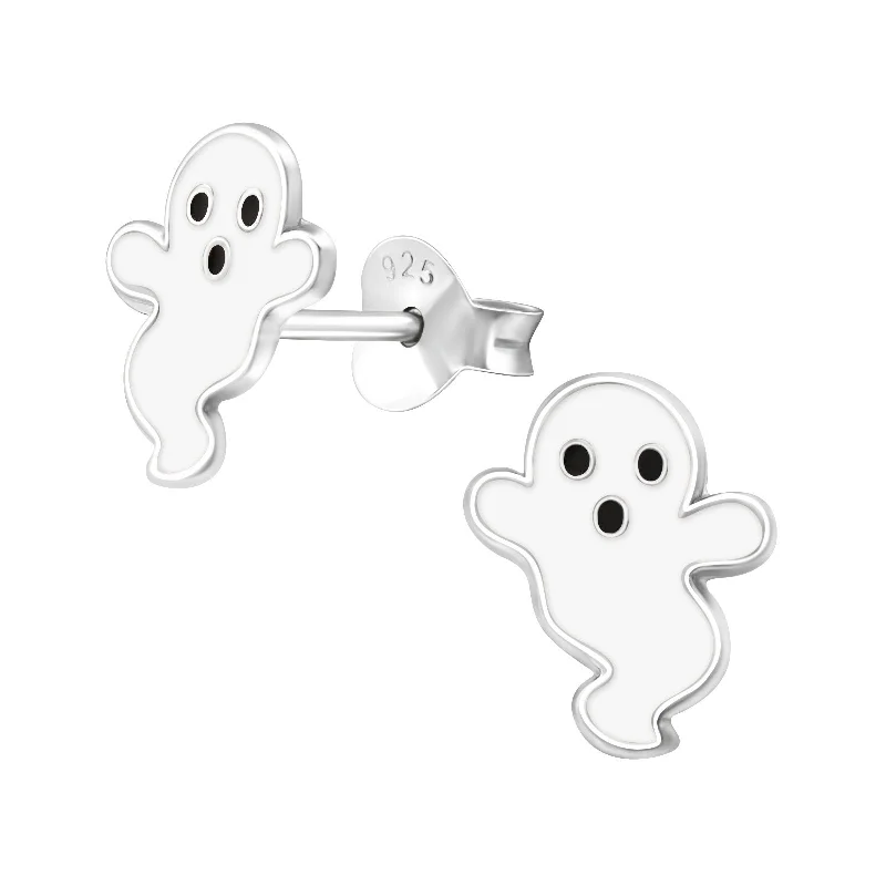 Stud Earrings with Chevron Designs -Children's Sterling Silver Halloween 'Not-So-Spooky Ghost' Stud Earrings