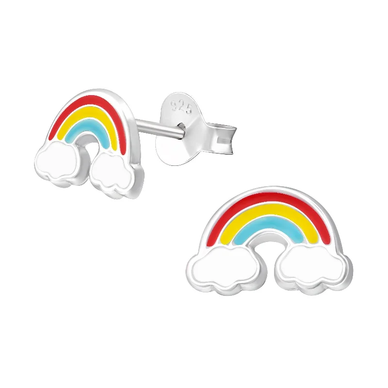 Stud Earrings for Graduation Day -Children's Sterling Silver Rainbow Stud Earrings