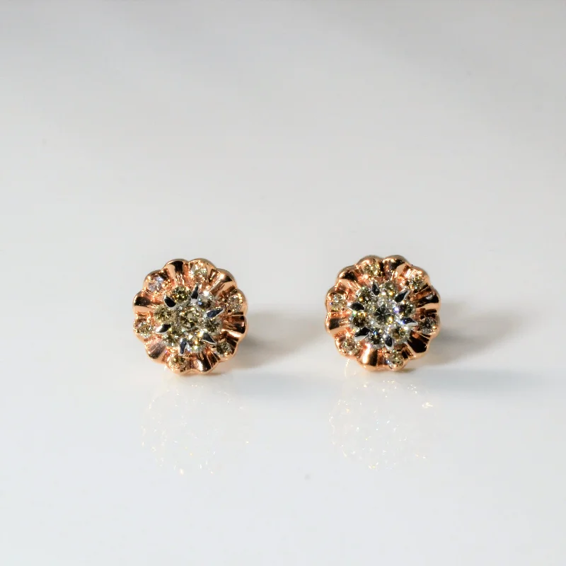 Gothic Stud Earrings with Dark Tone -Cluster Diamond Stud Earrings | 0.30ctw |