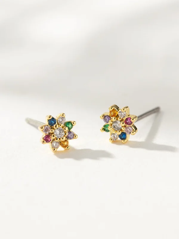 Stud Earrings with Star Motifs -Colorful Flower Stud Earrings