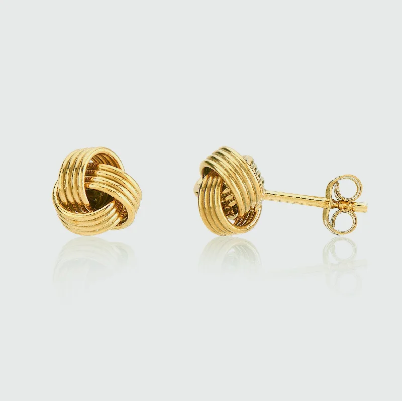 Stud Earrings with Pearls and Diamonds -Cranley Gold Vermeil Triple Knot Stud Earrings