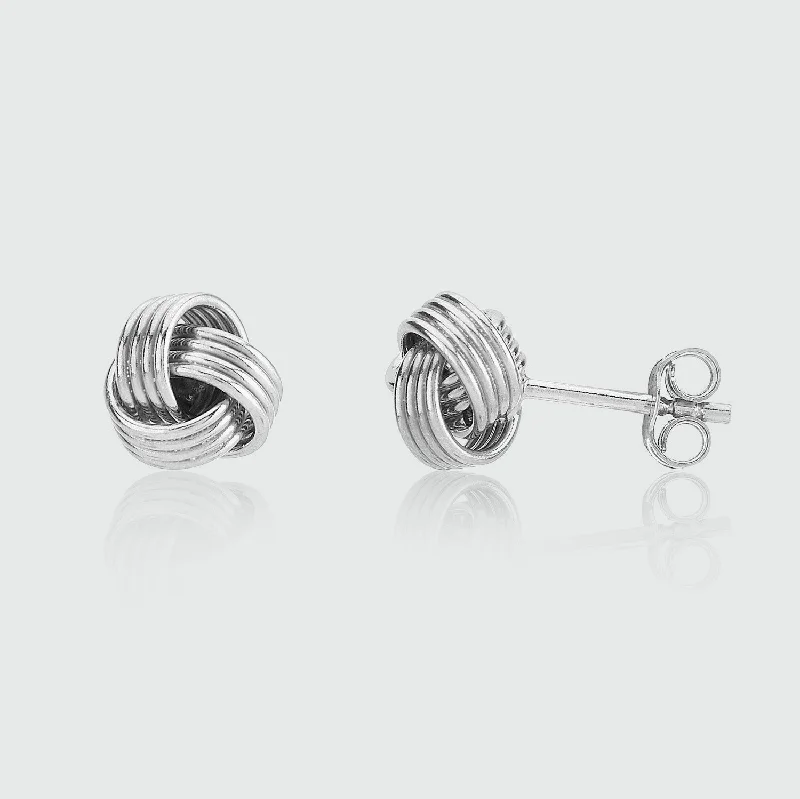 Large Stud Earrings for Statement -Cranley Sterling Silver Triple Knot Stud Earrings