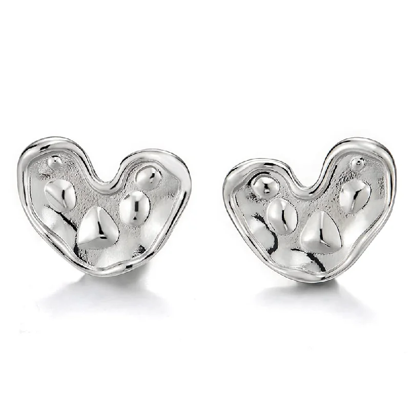 Geometric Stud Earrings for Trend -Cute Irregular Textured Heart Stud Earrings Dotted