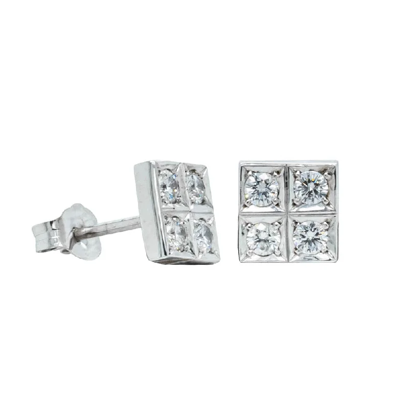 Triangular Stud Earrings for Edge -Deja Vu 14ct White Gold .50ct Diamond Stud Earrings