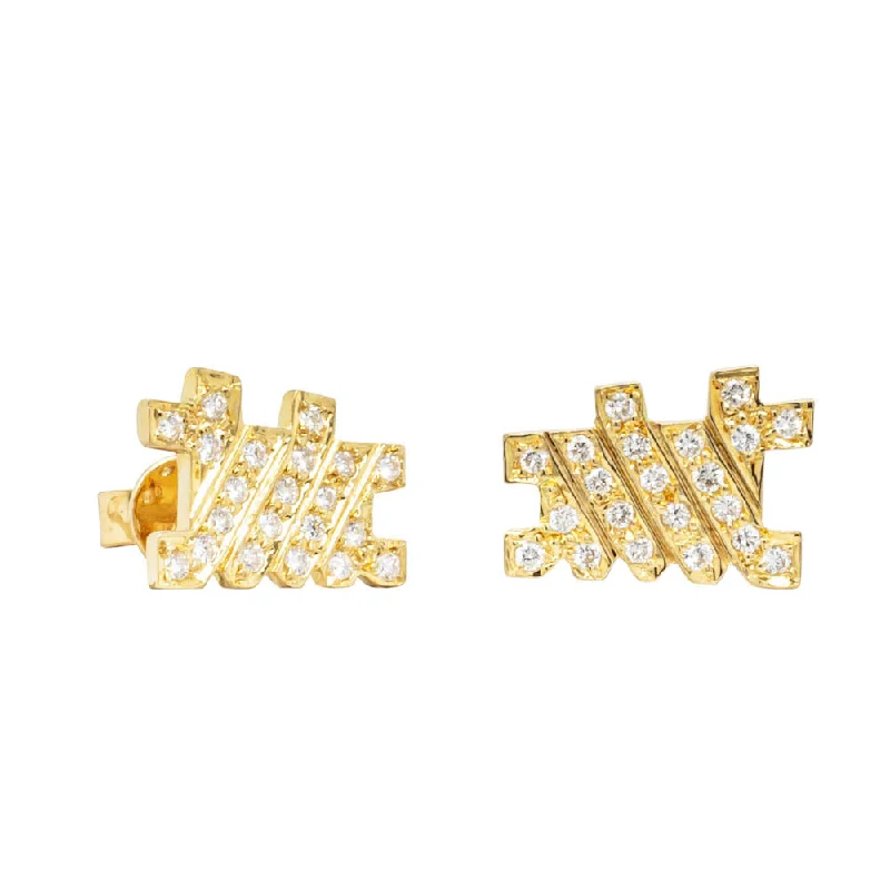 Geometric Stud Earrings for Trend -Deja Vu 18ct Yellow Gold Diamond Stud Earrings