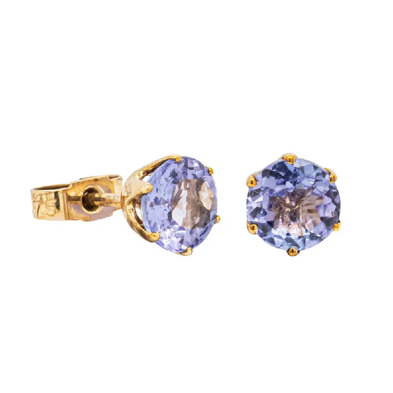 Heart Shaped Stud Earrings for Love -Deja Vu 9ct Yellow Gold Tanzanite Stud Earrings