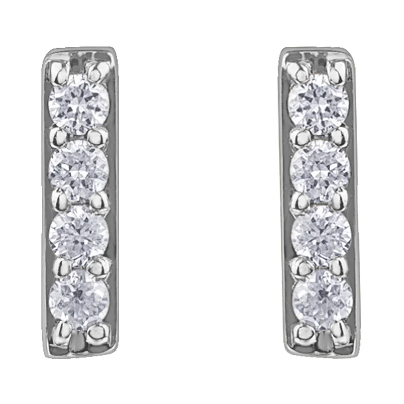 Stud Earrings with Animal Motifs -Diamond and Gold Bar Stud Earrings