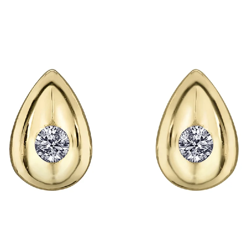 Stud Earrings for Graduation Day -Diamond and Yellow Gold Stud Earrings