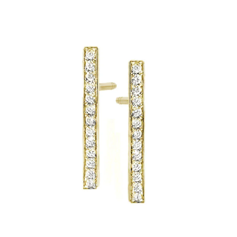 Stud Earrings for Bridesmaids Look -Diamond Bar, Dainty & Minimal Diamond Stud Earrings ♥