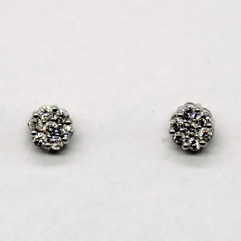 Silver Stud Earrings for Men -Cluster Set Diamond Stud Earrings | 0.28ctw |