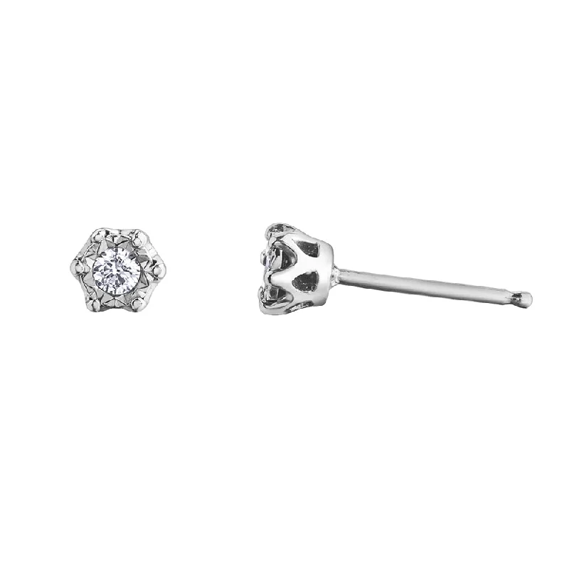 Stud Earrings for School Uniform -Diamond Crown Illusion Stud Earrings