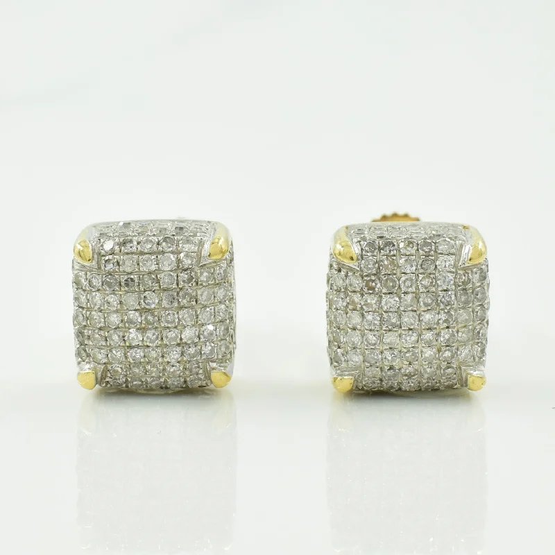 Small Stud Earrings for Delicate -Diamond Grid Stud Earrings | 1.00ctw |