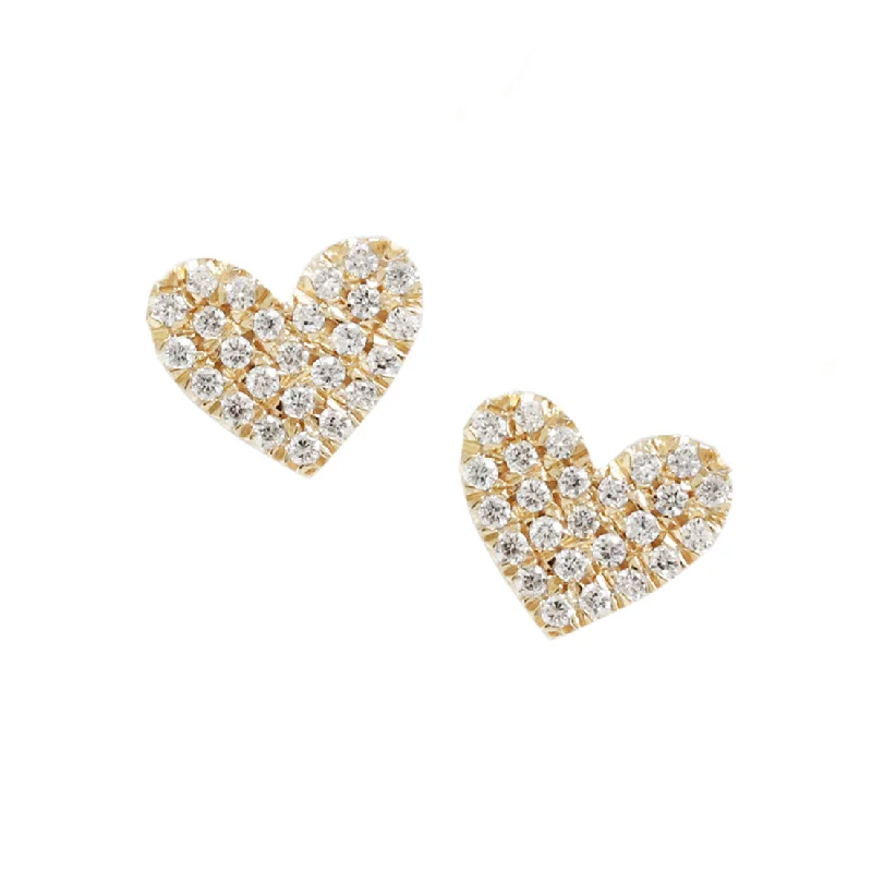 Stud Earrings with Gemstones and Beads -Diamond Heart Shape Stud Earrings ♥