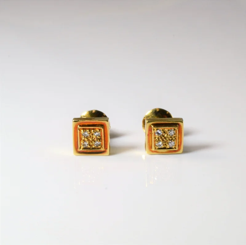 Stud Earrings with Abstract Designs -Diamond Square Stud Earrings | 0.08ctw |