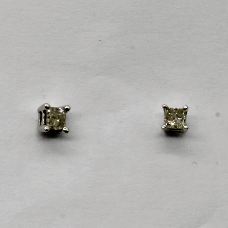 Stud Earrings with Gemstones and Beads -Diamond Princess Cut 14k Stud Earrings | 0.13ctw |