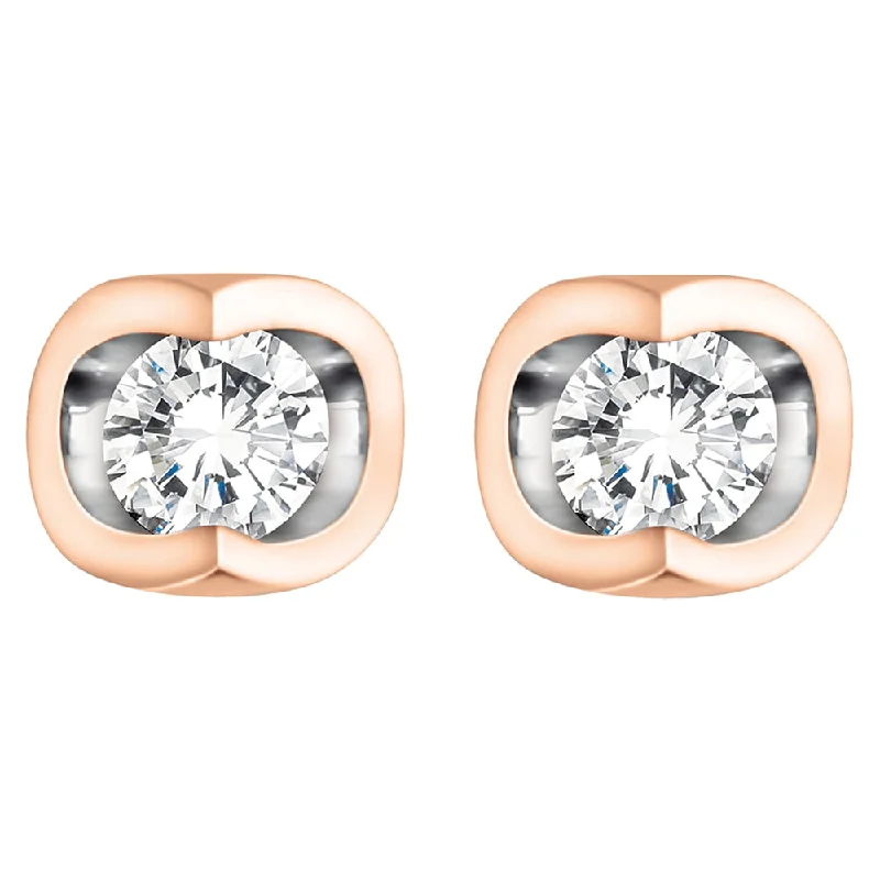 Stud Earrings for Christmas Party -Tension Set Diamond Stud Earrings