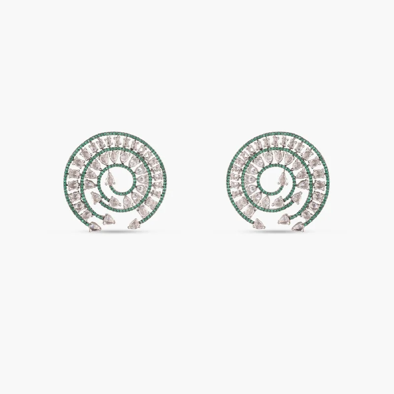 Stud Earrings with Keyhole Designs -Elaine Nakshatra CZ Stud Earrings