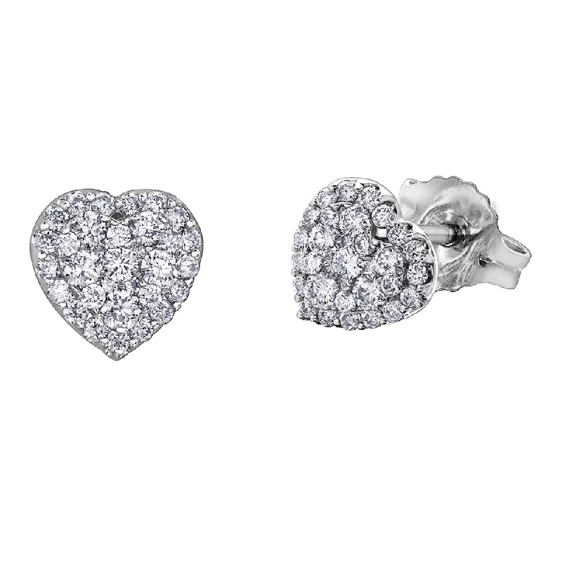 Maximalist Stud Earrings for Bling -Estoria Heart-Shaped Diamond Stud Earrings