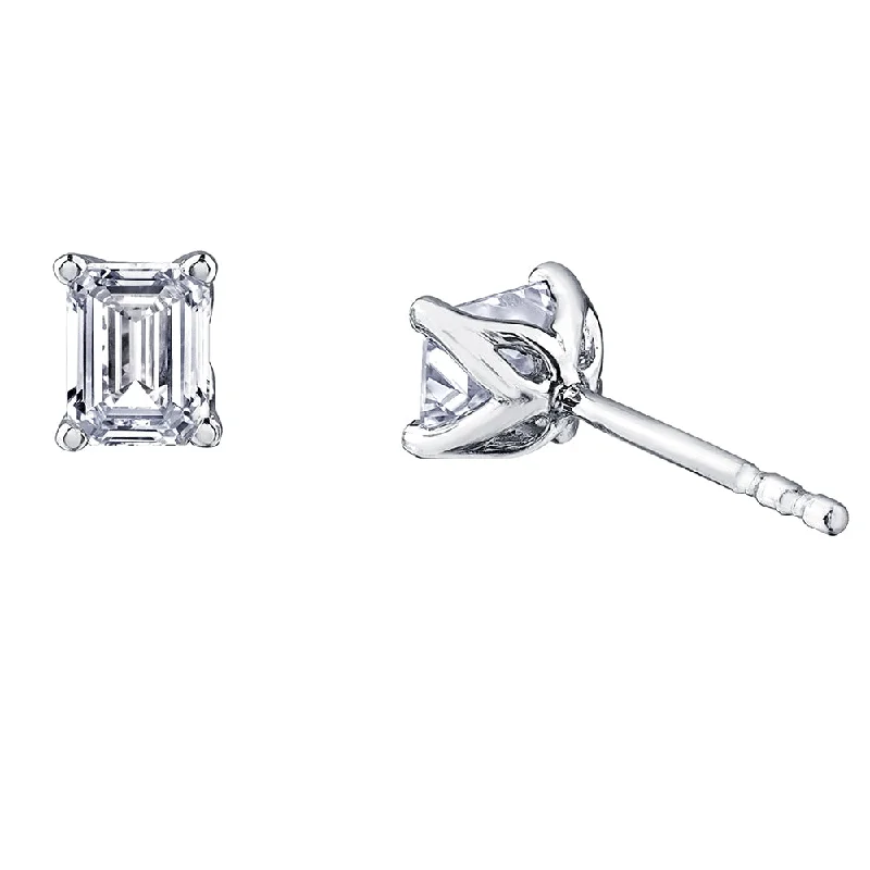 Diamond Stud Earrings for Luxury -Eternal Flames Emerald Cut Canadian Diamond Stud Earrings