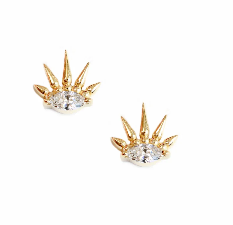 Stud Earrings with Crystals -Evil Eye Marquise Diamond Stud Earrings