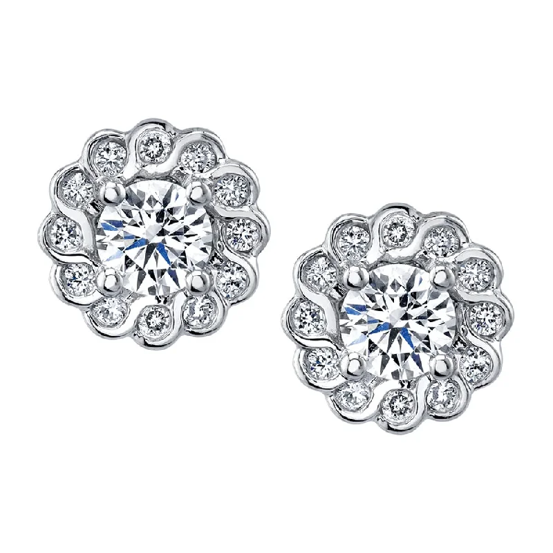 Stud Earrings with Crown Designs -Tides of Love Canadian Diamond Stud Earrings