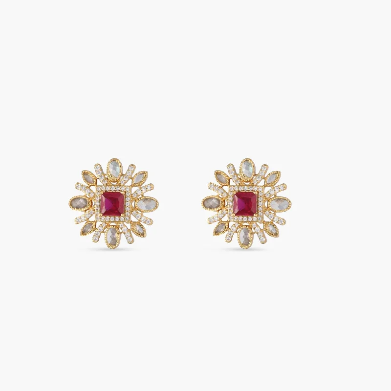 Stud Earrings with Enamel -Gaula Nakshatra CZ Stud Earrings