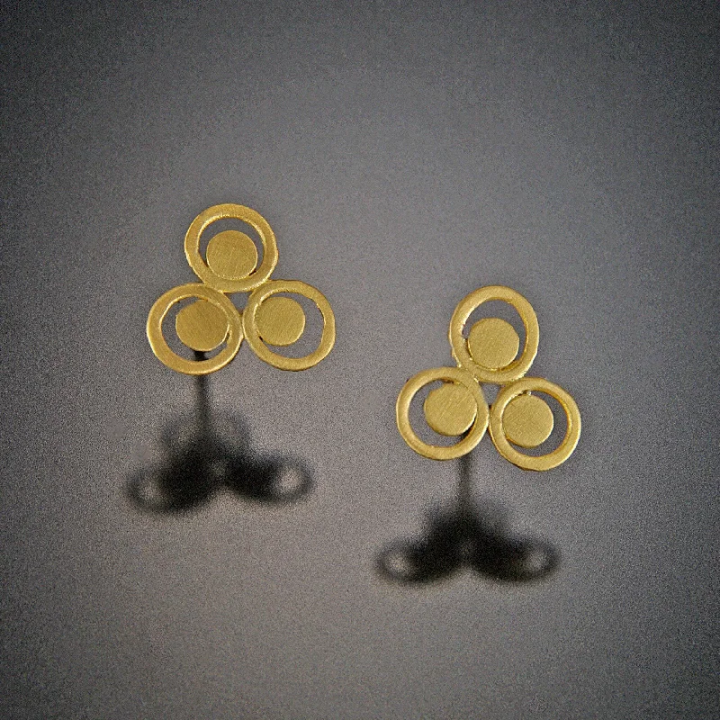 Stud Earrings with Polished Shine -Gold Filigree Dot Trio Stud Earrings