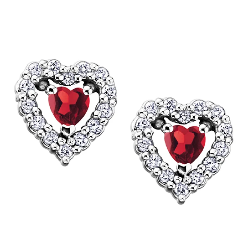 Geometric Stud Earrings for Trend -Heart-Shaped Birthstone and Diamond Stud Earrings