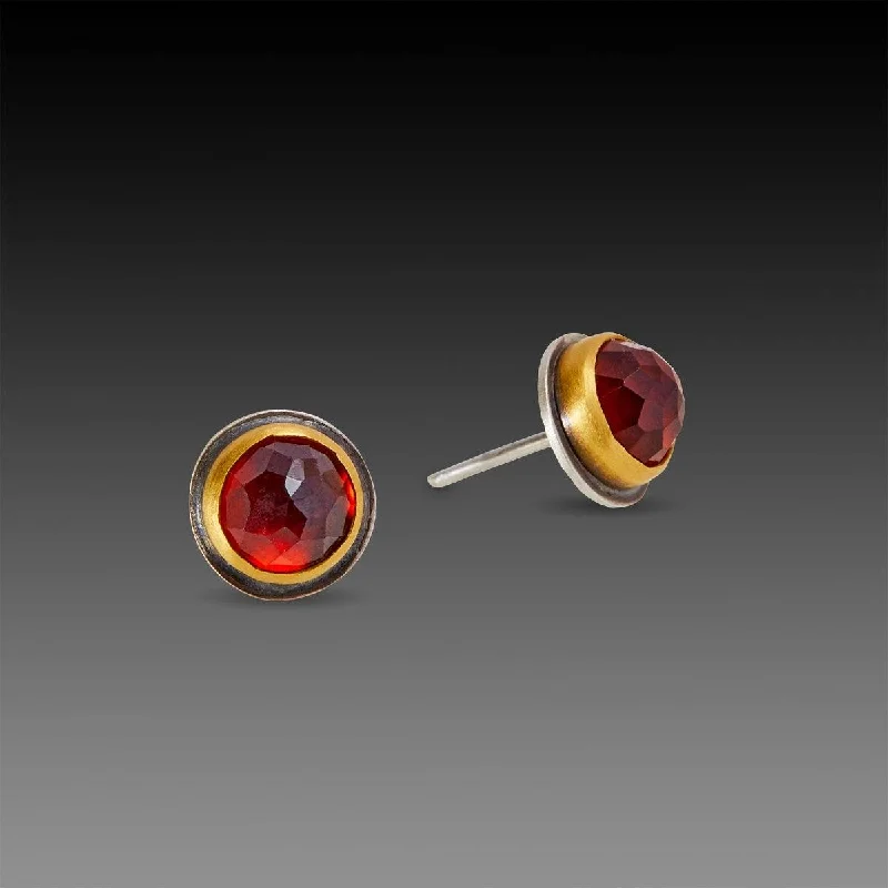 Stud Earrings for Wedding Ceremony -Hessionite Garnet Stud Earrings