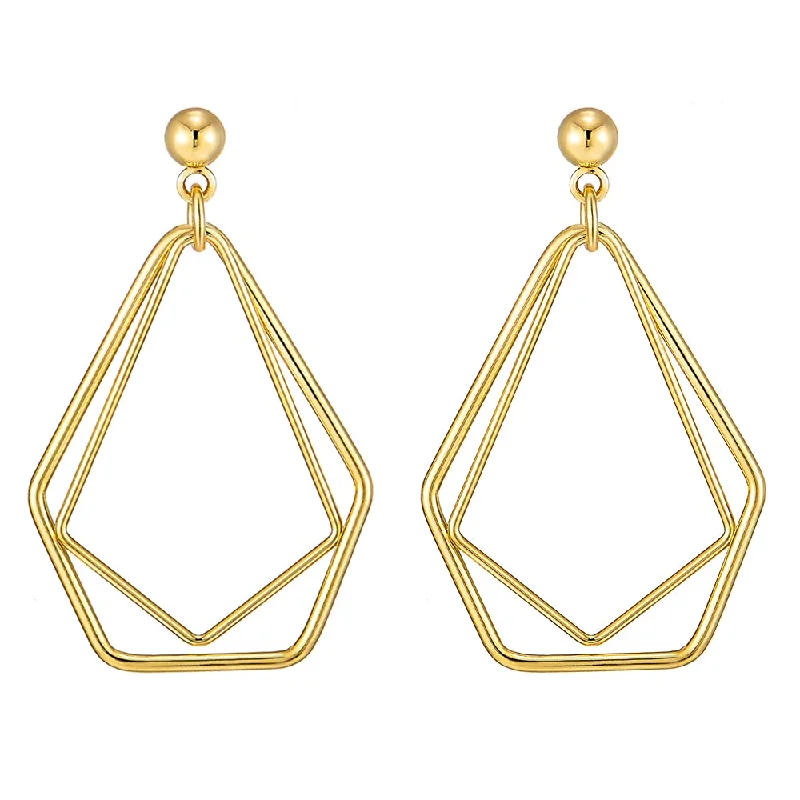 Hypoallergenic Stud Earrings for Sensitive -Hipster Gold Color Irregular Geometric Frame Statement Drop Dangle Stud Earrings