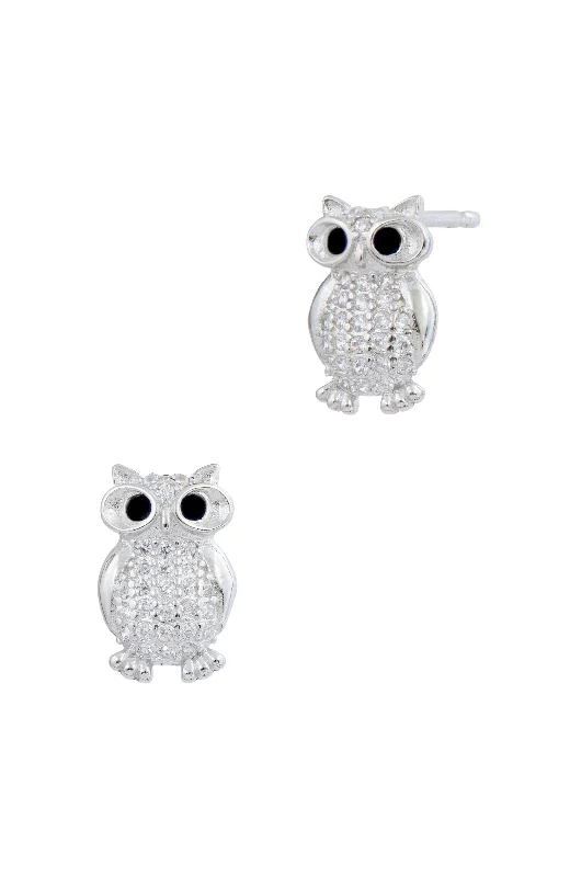 Lightweight Stud Earrings for All Day -Italian Sterling Silver 4mm x 6mm Owl Stud Earrings