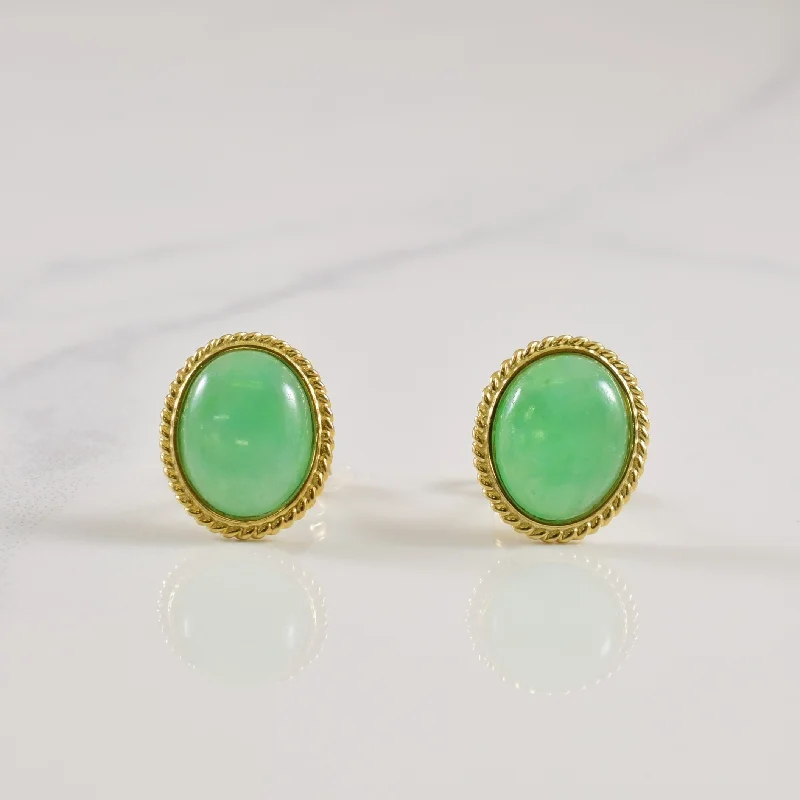 Stud Earrings with Gemstones and Beads -Jadeite Stud Earrings