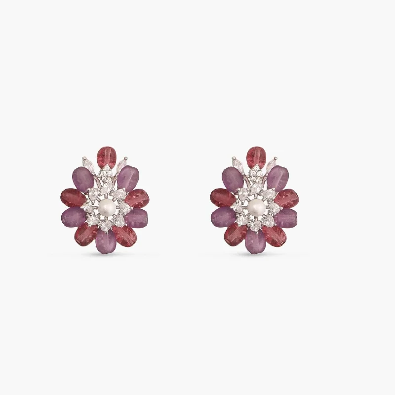 Oval Stud Earrings for Grace -Jasmine Delicate CZ Lavender Stud Earrings