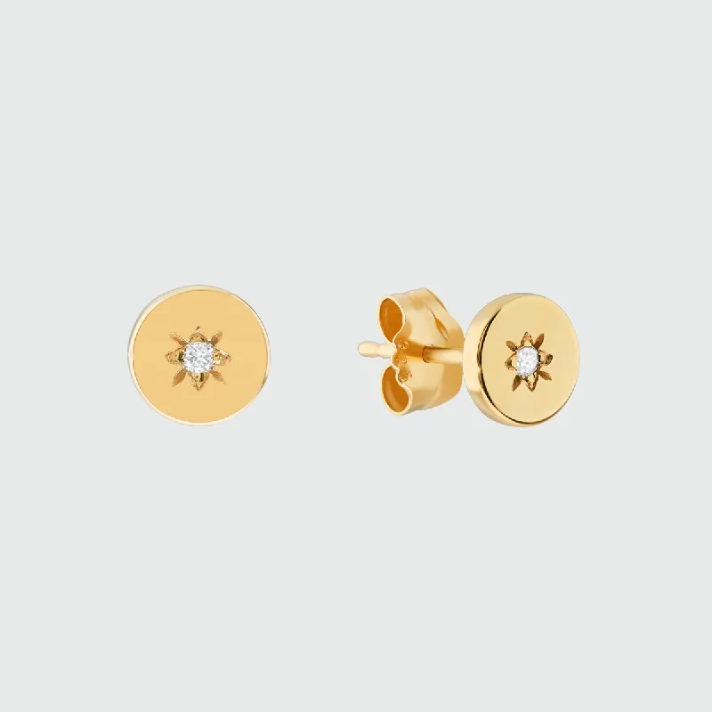 Contemporary Stud Earrings for Fashion -Langton Gold Vermeil and Diamond Stud Earrings