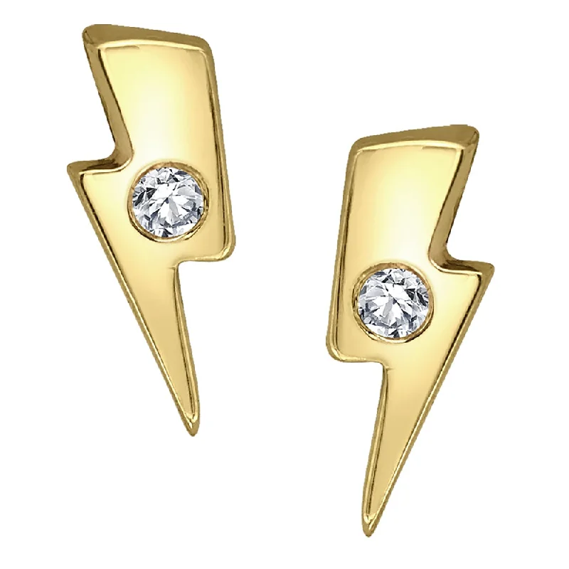 Stud Earrings with Keyhole Designs -Lightning Bolt Diamond Stud Earrings