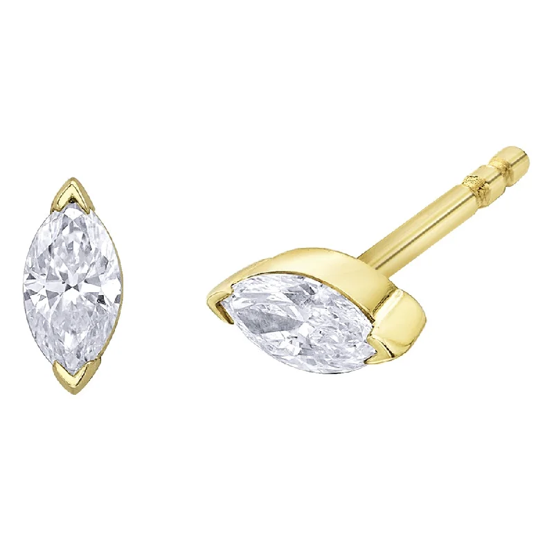 Maximalist Stud Earrings for Bling -Marquise Diamond Solitaire Stud Earrings