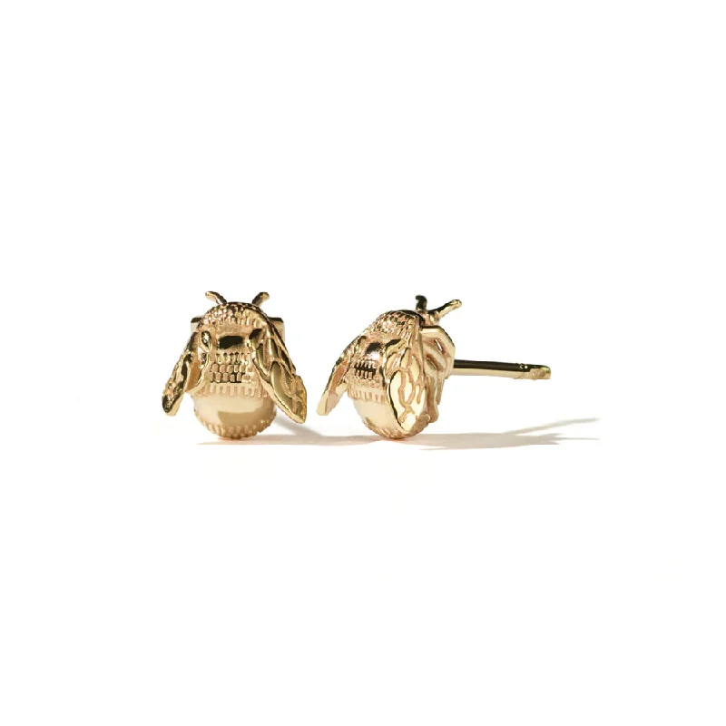 Stud Earrings with Leaf Motifs -Meadowlark Bee Stud Earrings - Gold Plated