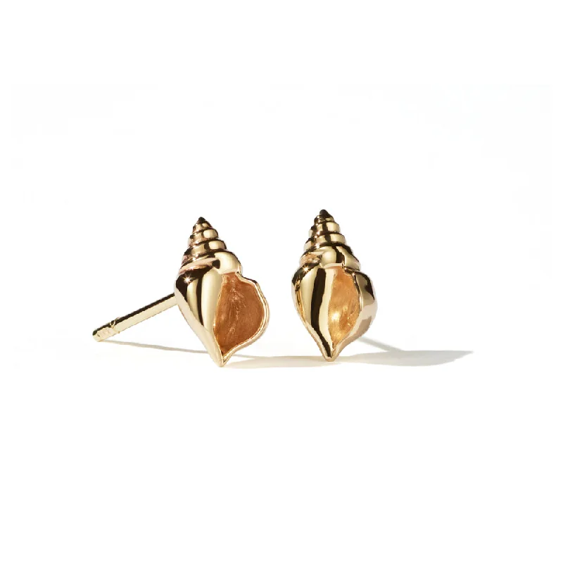 Stud Earrings for Gym Workout -Meadowlark Conch Stud Earrings - Gold Plated