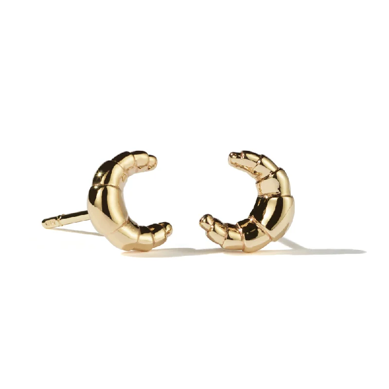 Stud Earrings with Abstract Designs -Meadowlark Croissant Stud Earrings - Gold Plated