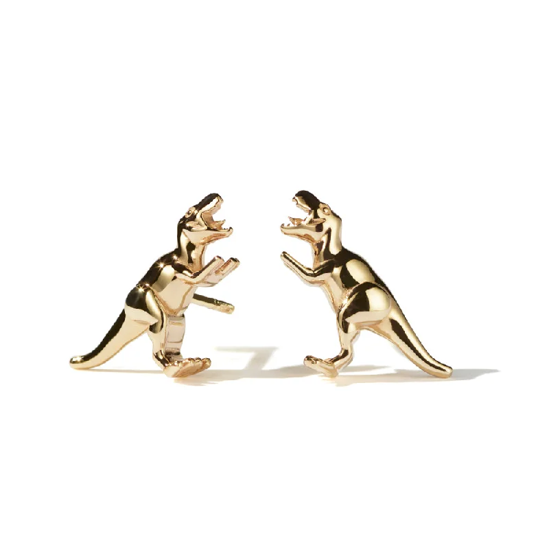 Stud Earrings for Fitness Activities -Meadowlark Dinosaur Stud Earrings - Gold Plated