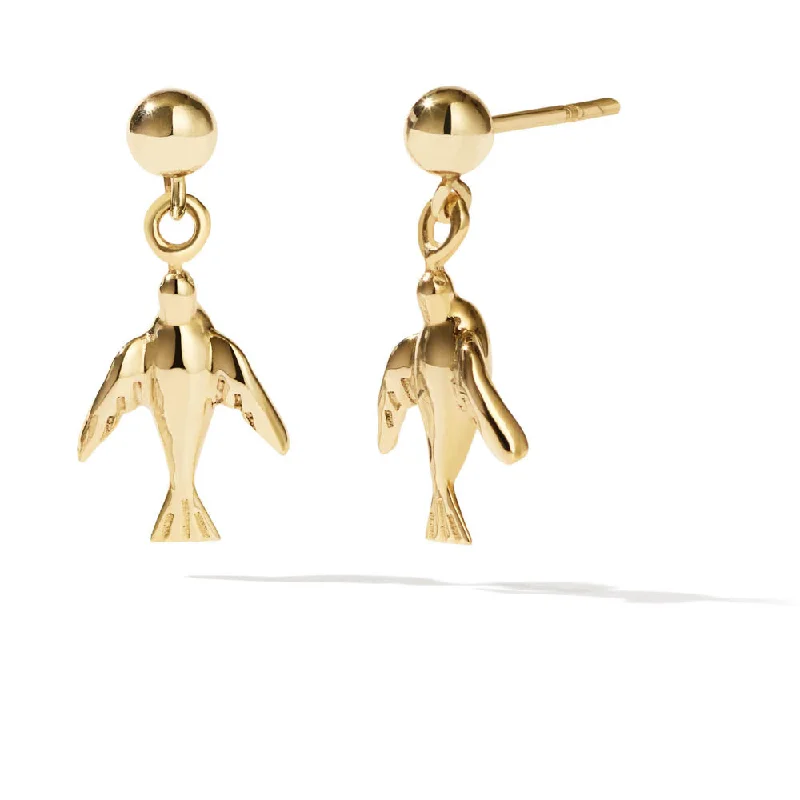 Stud Earrings with Embossed Patterns -Meadowlark Dove Dot Stud Earrings - Gold Plated